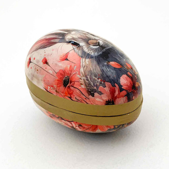 3-1/2" Grey Bunny Papier Mache Easter Egg Container ~ Germany